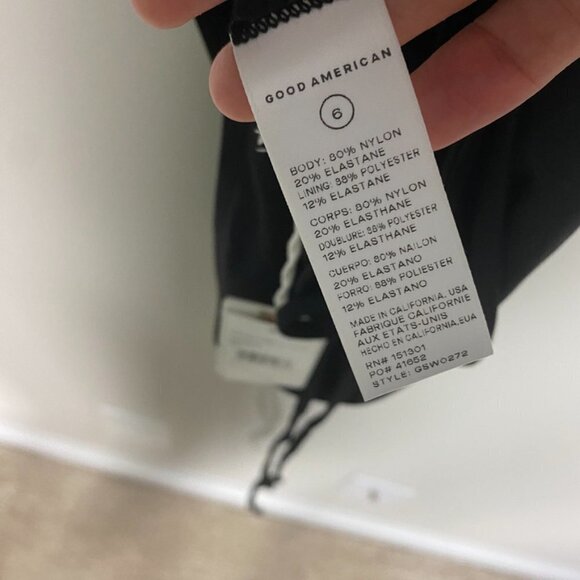 Good American Barely There One-Piece Swimsuit Strappy Stretch Black - Picture 7 of 8